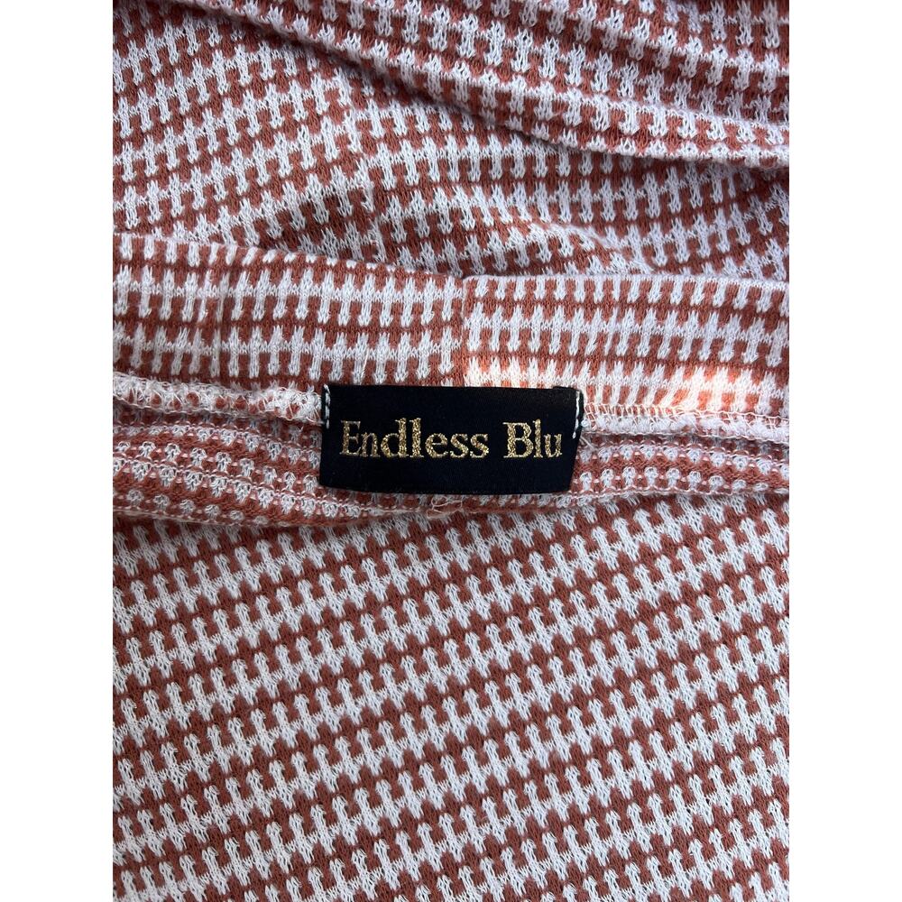 Endless Blu Plaid Jumpsuit S Wide Leg Sleeveless Tie Waist Red White Casual Boho - Picture 3 of 5